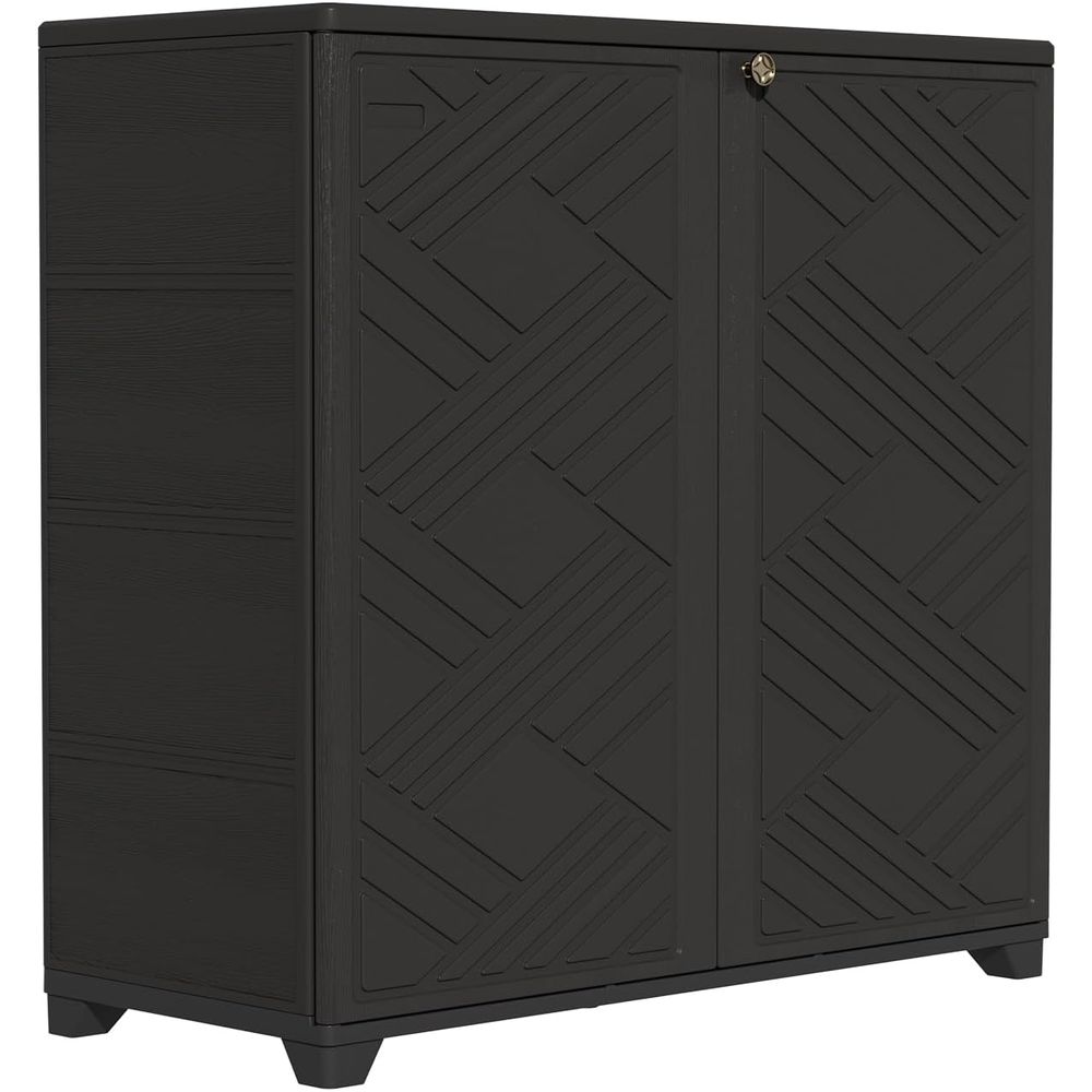 Garden Storage Box - Indoor/Outdoor Storage Cabinet Waterproof, 34x15x34 Plastic