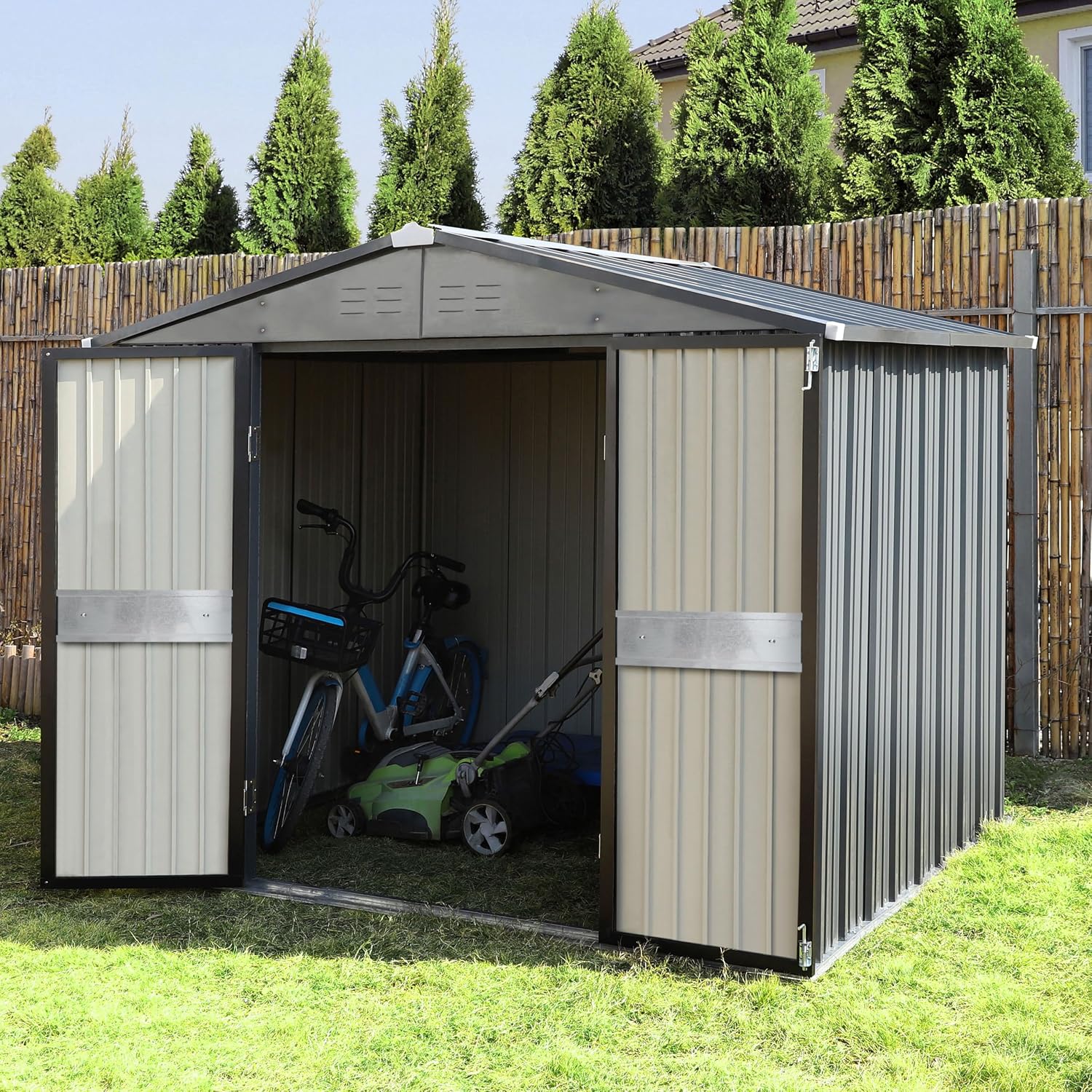 10' x 10' Outdoor Storage Shed - Outdoor Furniture Metal review and price