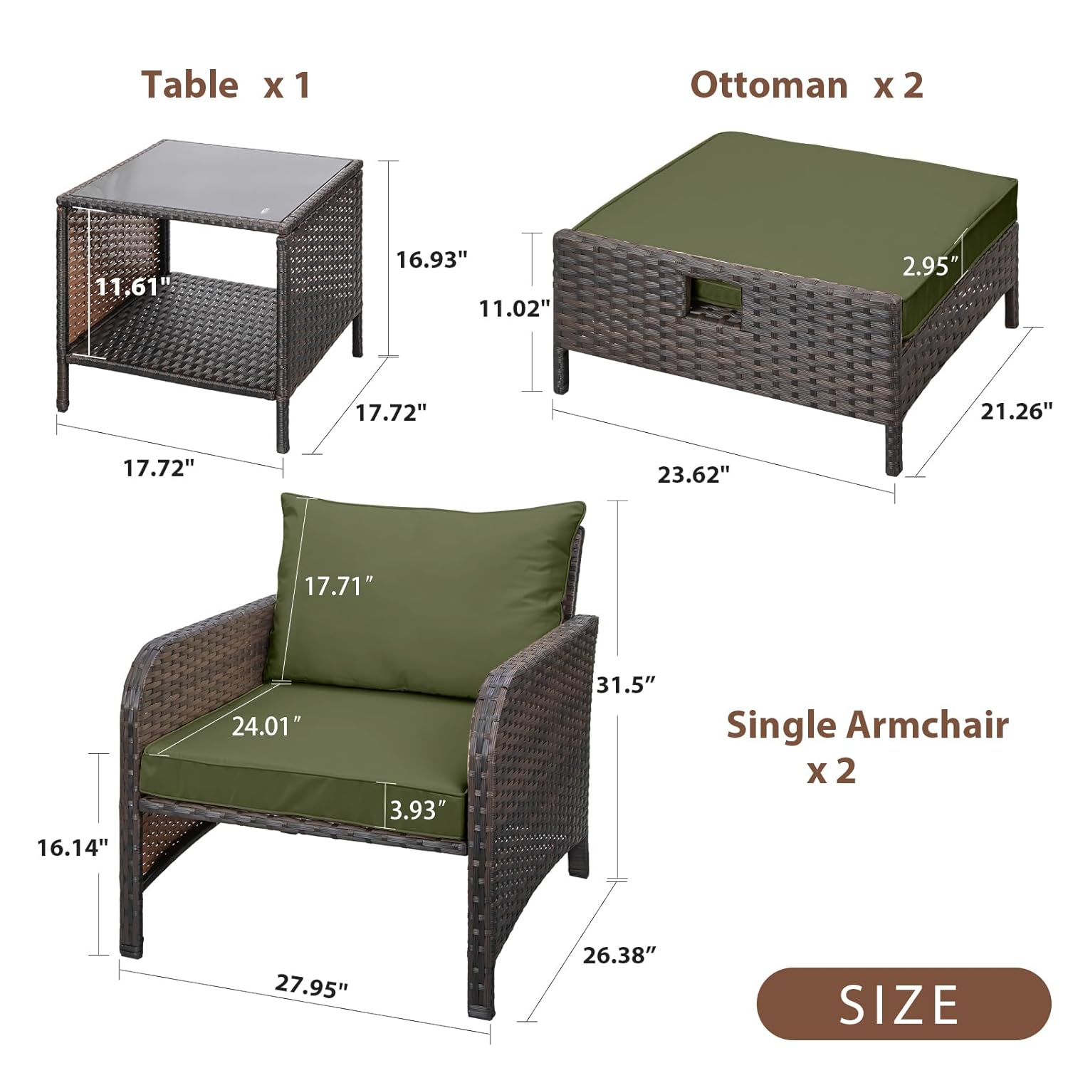 5 Piece PE Rattan Patio Set Ou - Outdoor Furniture Lounge Set review and price