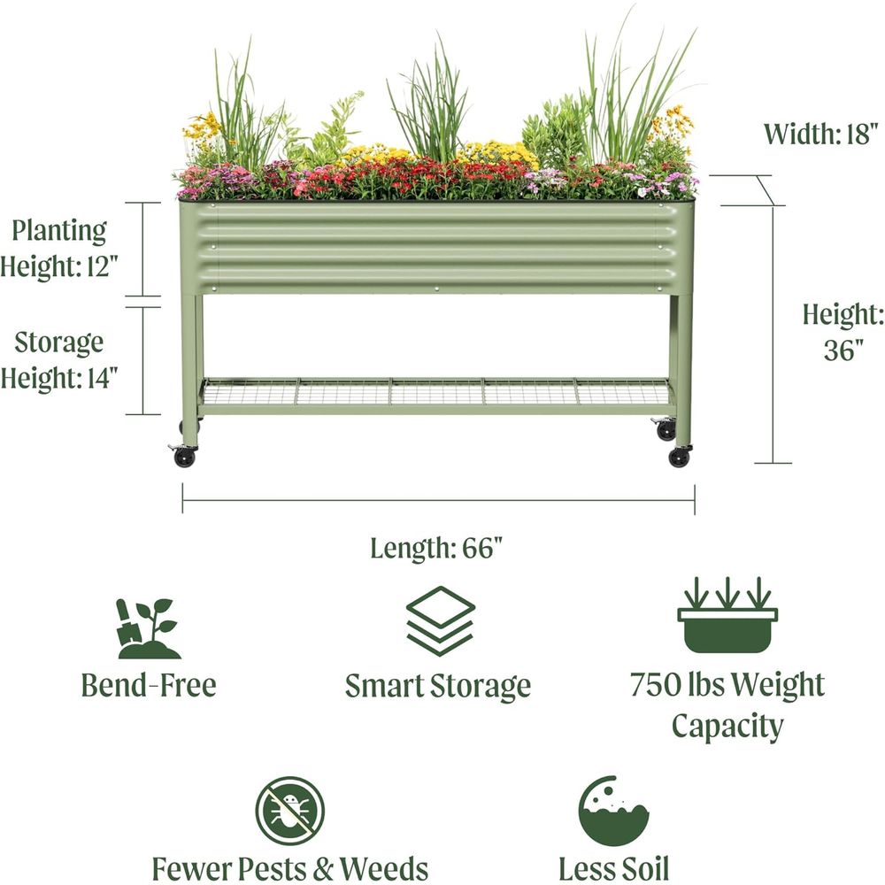 Elevated Slim Garden Bed, 1.5' - Garden Storage Box review and price