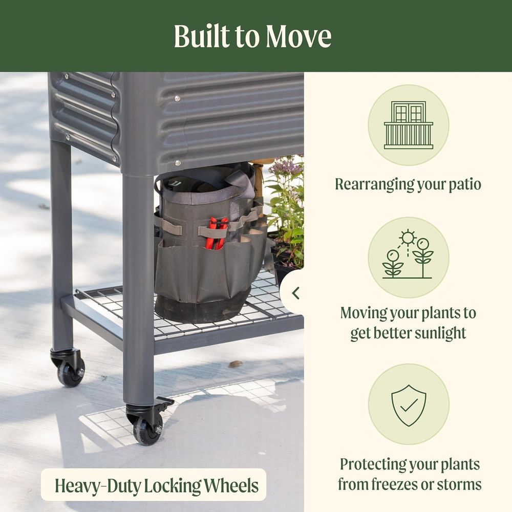 Elevated Slim Garden Bed, 1.5' - Garden Storage Box review and price