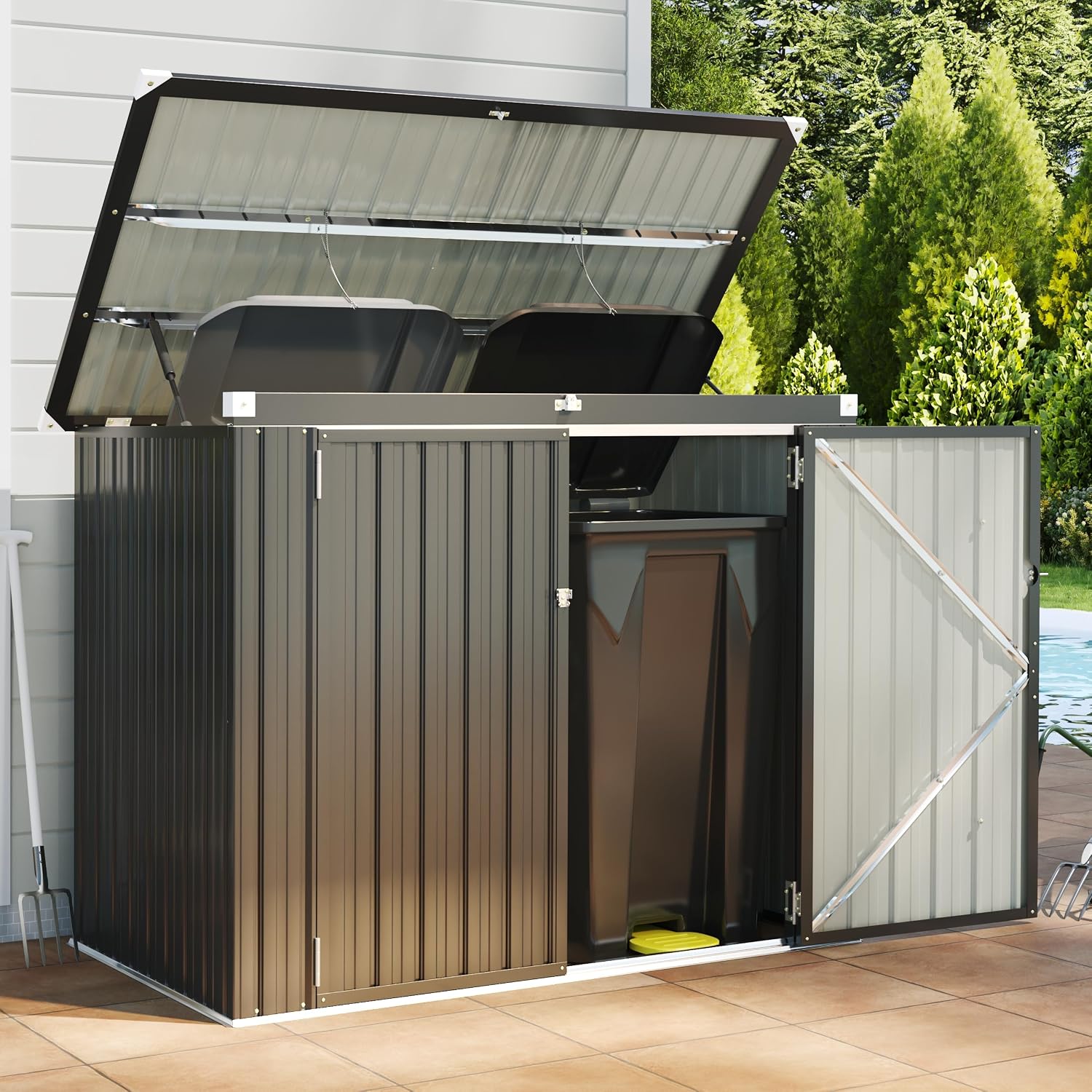 Outdoor Trash Can Storage Shed - Garden Storage Box review and price